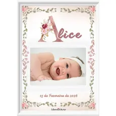 Quadro Personalizado Bebê, Porta Maternidade, Porta-Retrato Decorativo Presente infantil, nascimento de bebê, tamanho A4