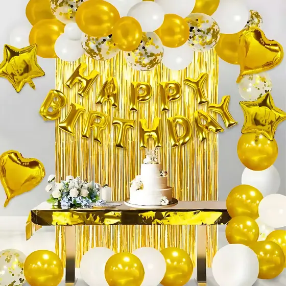 53 Peças Conjunto De Balões AZUL/PRATA/DOURADO Decorações De Festa Aniversário