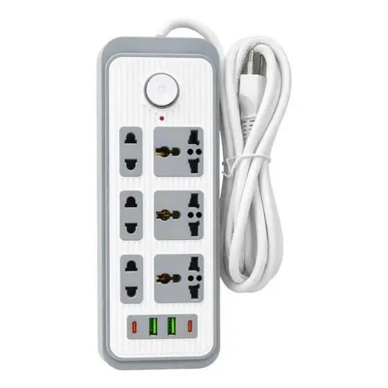 Filtro de Linha Régua Extensão 6 Tomadas Universais + 4 USB Cabo 2 Metros Bivolt Casa Escritório