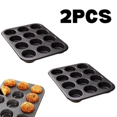 KIT2 Forma Cupcake Antiaderente Teflon Pão de Queijo Empadas Muffins Assadeira 12 Cavidades
