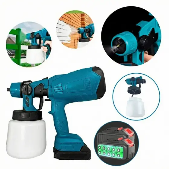 Pistola de Pintura Elétrica 21V Sem Fio MiniMen Motor Brushless Pulverizador + 1 Bateria Potente