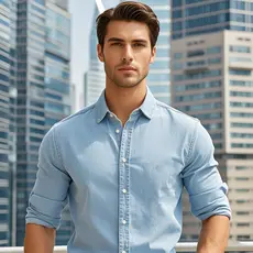 Camisa Jeans Masculina Manga Longa Pré-lavada Luxo