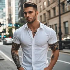 Camisa Social Masculina Manga Curto Slim Fácil lisa Looks de Carnaval