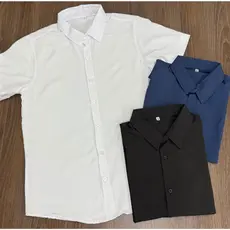 Kit 3 Camisa Social Manga Curto Masculino Slim Fit