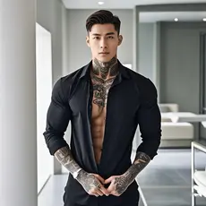Camisa Social Masculina Manga Comprida Slim Fácil lisa L001
