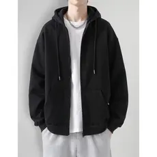 Blusa Moletom  com Ziper Masculina Flanelada Bolso Canguru
