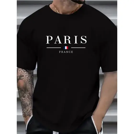 Camiseta Masculina Básica Estampada Paris Blusa 100% Algodão