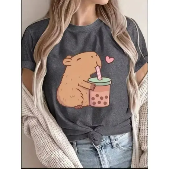 Camiseta Feminina 100% Algodão Estampada