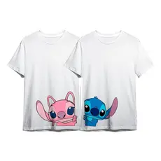 Kit Camiseta Casal Estampada Desenho Animado Novidade