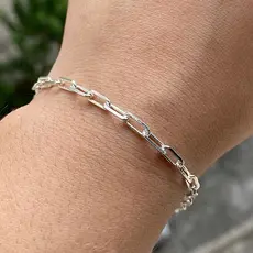 Pulseira Masculina 3mm Fecho Canhão 5,4g Banho de Prata 925 Pulseira Carrier Diamantada Pulseira Masculina Banhada Prata