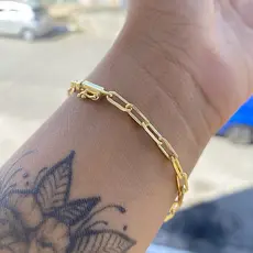 Pulseira Masculina de Ouro 24k Pulseira Carrier 4mm Banhada a Ouro