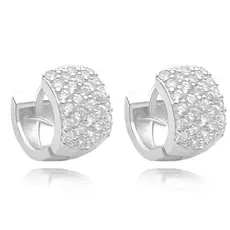 Brinco de Prata 925 Argola Cravejada Zircônia 32 Pedras GDO Banhado