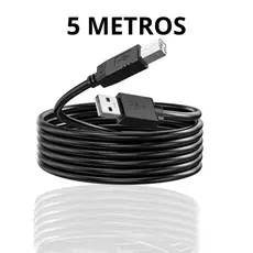 Cabo USB Tipo B com 5 metros para Impressora Scanner Multifuncional Bateria Eletrônica Teclado