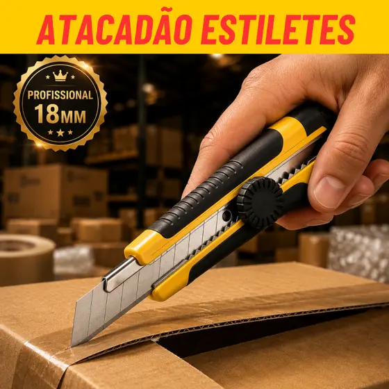 Estilete Profissional Emborrachado com 10 Lâminas ou sem 18mm Estilete Trabalho Pesado