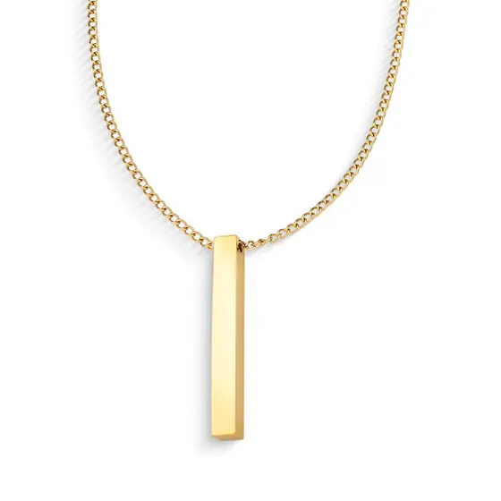 Colar Masculino Dourado com Pingente Barra