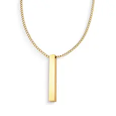 Colar Masculino Dourado com Pingente Barra