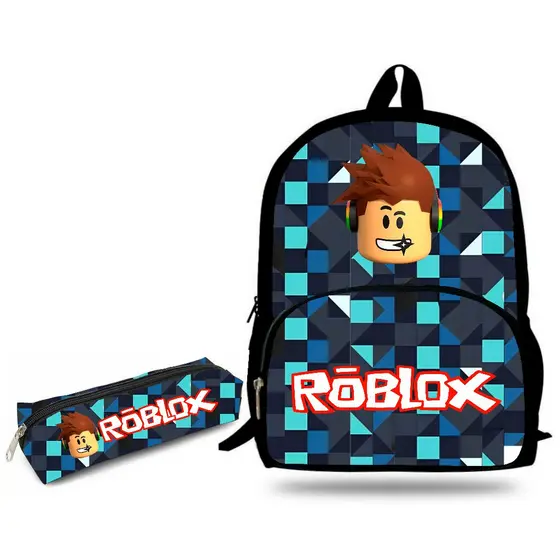 Mochila Novo Modelo e Estojo  Roblox adolescentes para viagens, bolsa escolar