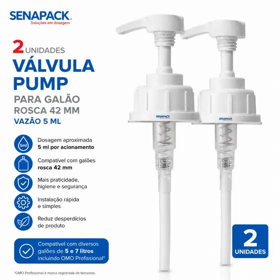 Kit com 2 Válvulas pump profissional 5ml para galão 5 litros R42 Compativel com Galão 7 Litros de Sabão Líquido
