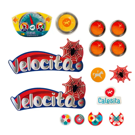 Adesivo jogo Triciclo Calesita Velocita Velotrol Cartela Homem Aranha HNR