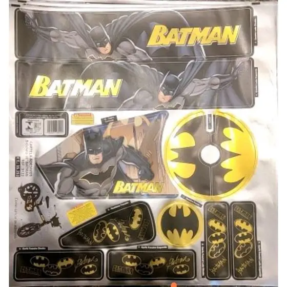 Cartela de Adesivos Bicicleta Batman Aro 16 Brinquedos Bandeirante Etiqueta Decorativa Colante