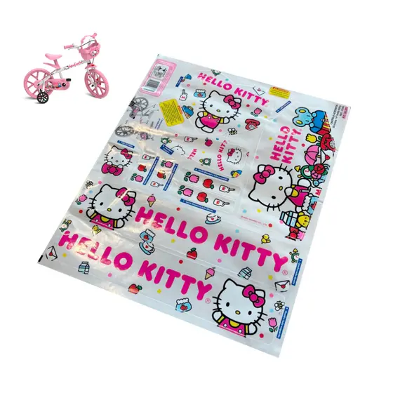 Adesivo Cartela Adesivos Bicicleta Aro 14'' Hello Kitty Brinquedos Bandeirante HNR