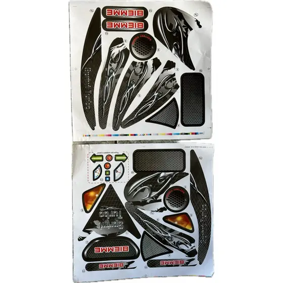 Cartela Jogo Adesivos Etiqueta Moto Eletrica Sprint Turbo Amarela 12v Biemme