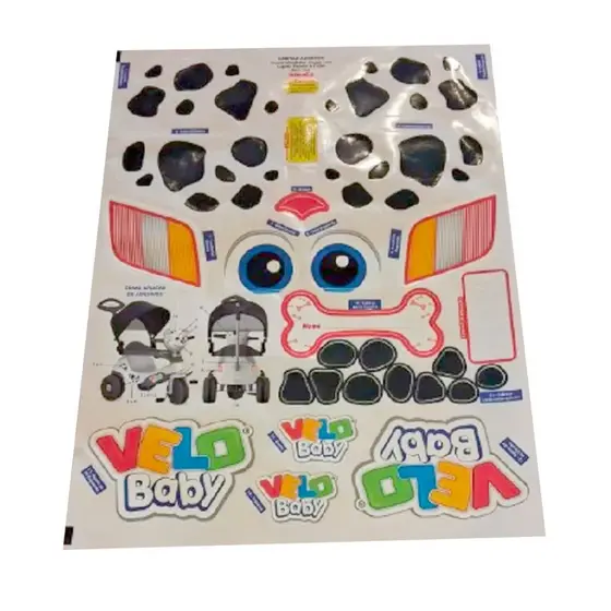 Cartela de Adesivos Etiqueta Colante VeloBaby Velotrol Brinquedos Bandeirante Doggy Dog Cachorro