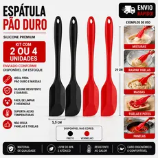 Kit 2/4 Espatula de Pão Duro Silicone Unidades Resistente Casa Cozinha Buffet Padaria Confeitaria Antiaderente