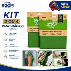 Kit 4 Pano Mágico Limpa Vidro Microfibra Ákora Original