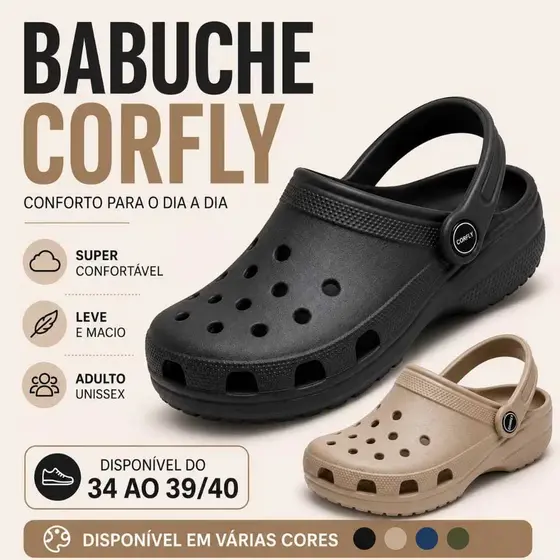 Babuche Tradicional Furos Chinelo Masculino Sandália Feminina Unissex Confortável e Leve - Corfly