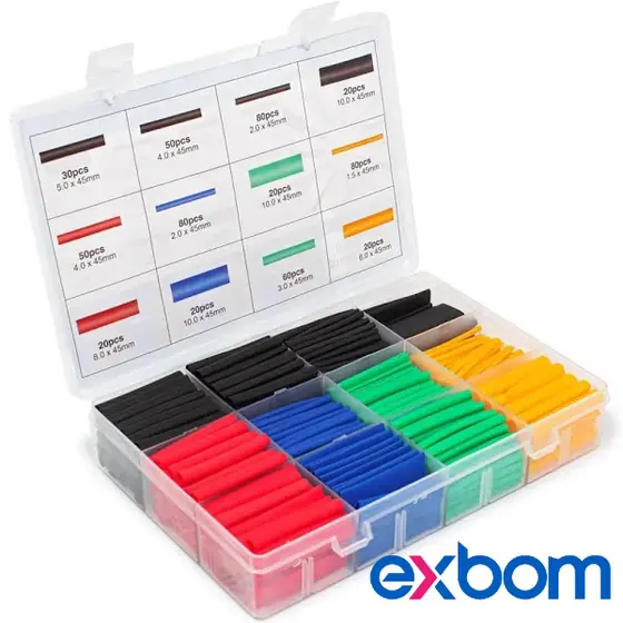 Espaguete isolante termo retrátil colorido 530pçs de 12modelos