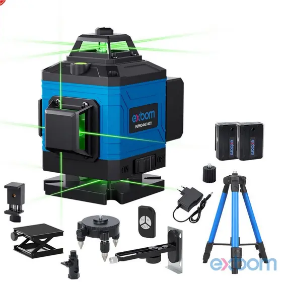 Nível a laser 4D 16 Linhas Maleta e Tripé Manivela NL-1632 80M