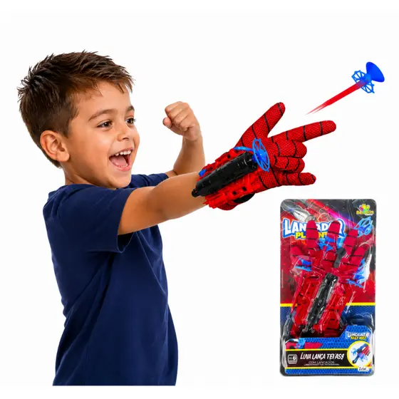 Lançador de Teia do Aranha com Projéteis Brinquedo Infantil de Herói Divertido Puxa