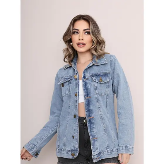 max jaqueta jeans manga longa \ Lançamento com barra moda feminina Comprimento longo para um visual mais alto × Estilo r