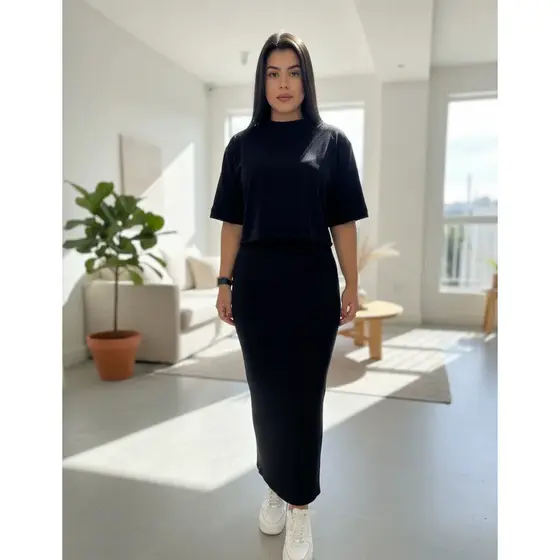 Saia Longa Maxi Canelada Em Ribana Moda Gringa