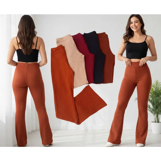 Calça Feminina Flare Tecido Bubble Premium Estilosa Varias Cores Elegante