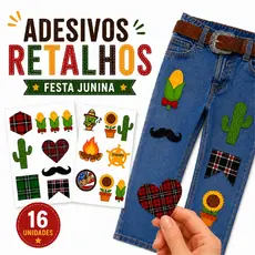 Adesivo Para Roupa Festa Junina Retalho Remendo 16 Adesivos