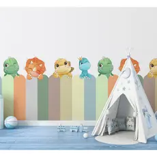 Adesivo De Parede Cerca Cerquinha Dinossauro Aquarela Baby