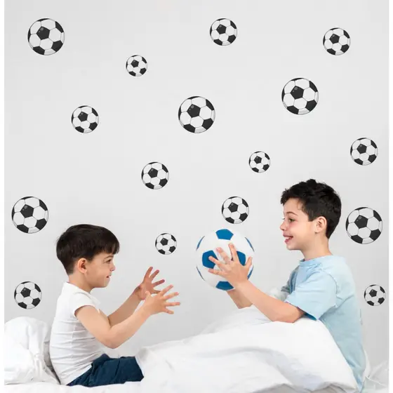 Kit 43 Bolinhas de Futebol Adesivo de Parede Decoração - Bola