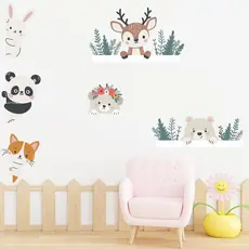 Adesivo De Parede Infantil Animais Safari Panda Coelho Ap5