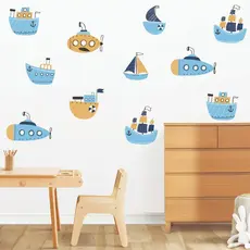 Adesivo De Parede Infantil Barquinho Barco Marinheiro Azul
