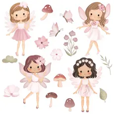 Adesivo De Parede Infantil Fadas Fadinhas Aquarela Quarto Menina FD2