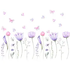 Adesivo de Parede Floral Flor Flores Suspensas Jardim Tulipa Infantil 200x48cm
