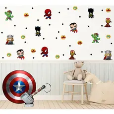 Kit Adesivo de Parede Herois - Papel de Parede Infantil - Decoração Quarto de Menino Vingadores