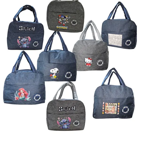 Lancheira  Bolsa Escolar Térmica Lilo Stitch Azul  Rosa Infantil Volta Aulas Passeio Viagem Recreio Acampamento