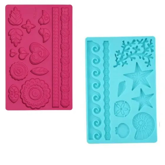 Molde de Silicone para Foundant Fundo do Mar ou Coração flores arabesco