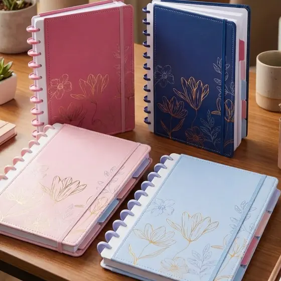 Caderno Caderneta 8 Discos Inteligente Pequeno A5 + Divisorias