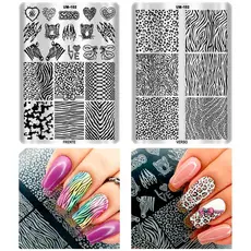 Placa Para carimbo De Unha Animal Print Dupla Face Modelo UM-102 -103 - 094 - 095 - 096