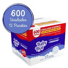 Kit 12 Lenços Umedecidos Baby Byn Premium Total 600 Unidades