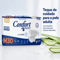 Fralda Geriátrica Adulto Confort Master Econômica Tamanho M — Pacote com 30 Unidades